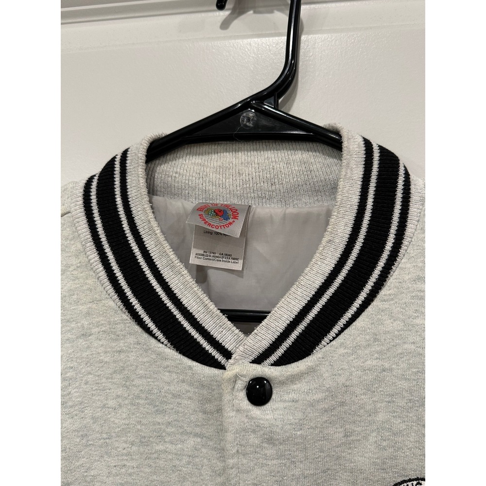 Vintage Fruit of the Loom D.A.R.E. Varsity Jacket Mens XL Grey Black Supercotton - Picture 3 of 11